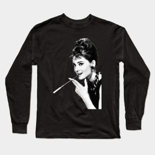 Audrey Hepburn Smokes Long Sleeve T-Shirt